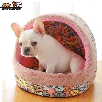 

SUPREPET Dog Beds for Small Dogs Protable Semi-closed Cat Dog House Sofa Bed Removable Washable Cats Bed Soft Fleece Pets Beds
