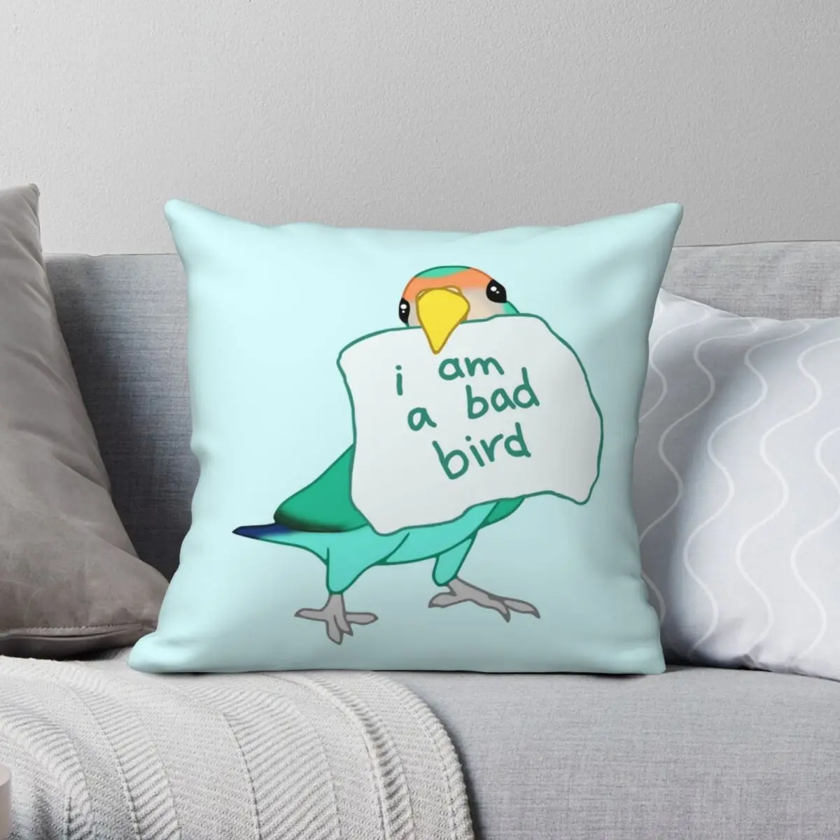

I Am A Bad Bird Square Pillowcase Polyester Linen Velvet Printed Zip Decor Room Cushion Cover