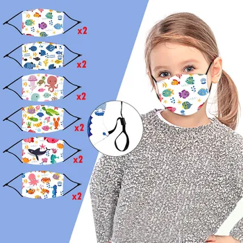 

12PCS Face Mask Washable Childrens Cotton Adjustable Elastic Mouth Caps Protective Mouth Face Mask Ear Hook Face Shield Masks