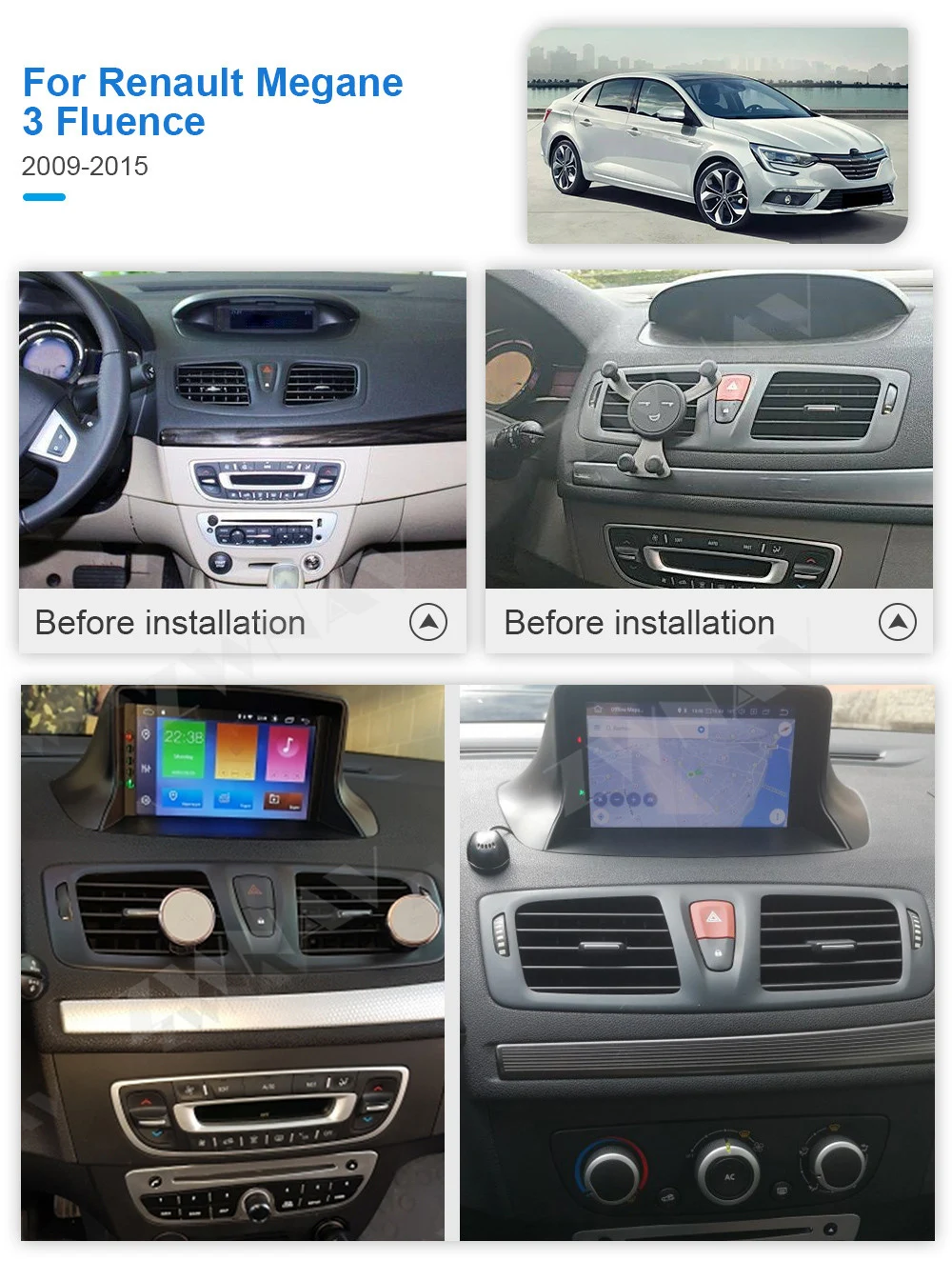 Carplay For Renault Megane 3 Fluence 2009 2010 2011 2012 2013 2014 2015 Android Player GPS Unit Audio Auto Stereo Radio Recorder