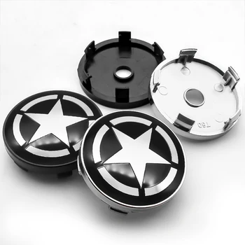 

4pcs Outer Diameter 56/60mm Car Rims Caps Center Covers Wheel Center Hub Cap Five-pointed star logo Badge Emblem Accessories