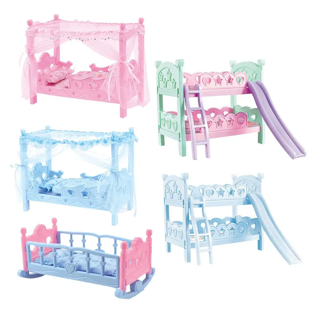 

Children Girls Play House Toy Bed Princess Doll Toys Shaker Hammock Simulation Crib Princess Doll Bed Role Playing In Stock