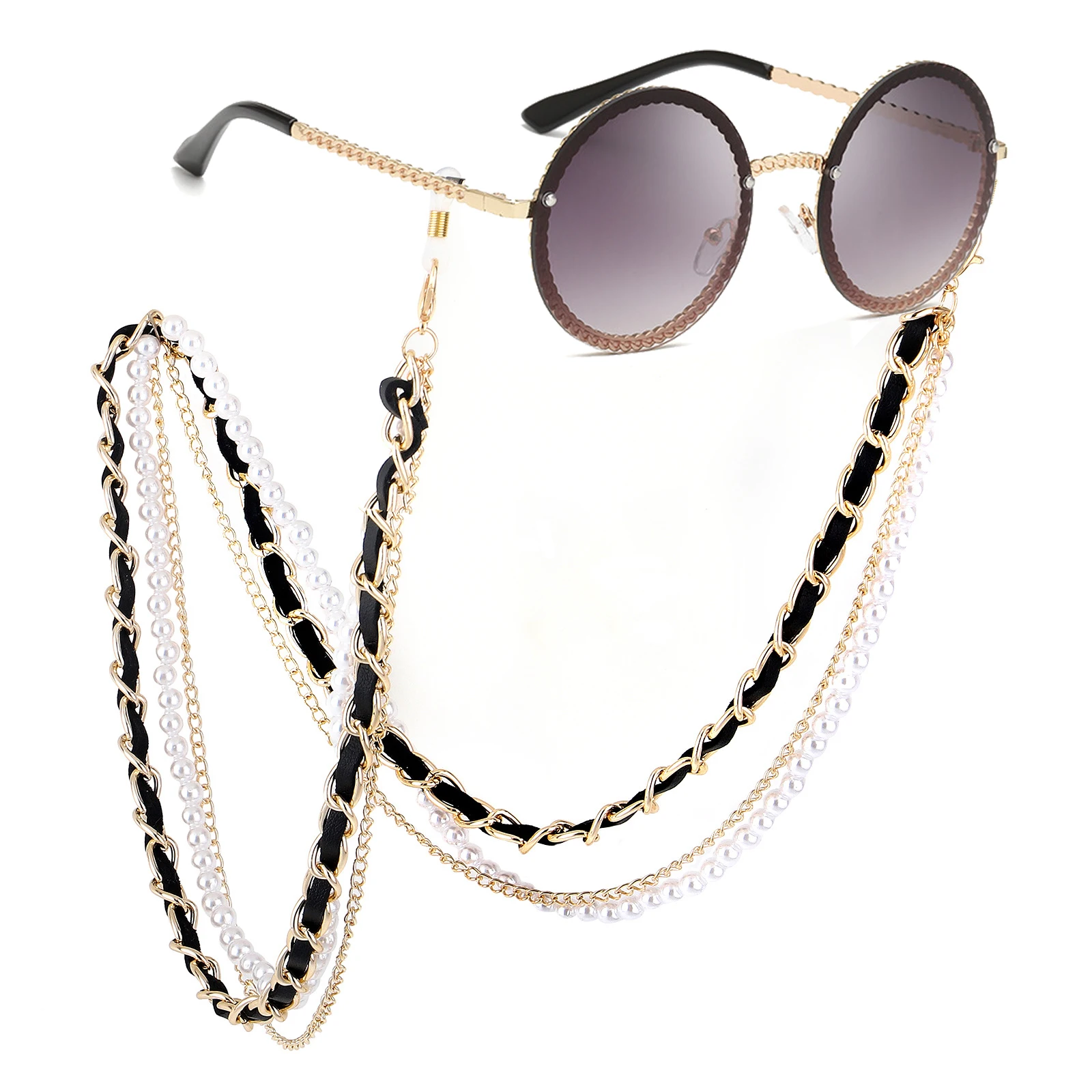 1Pcs New Arrival Fashion Pearl Leather Glasses Chain Trending
