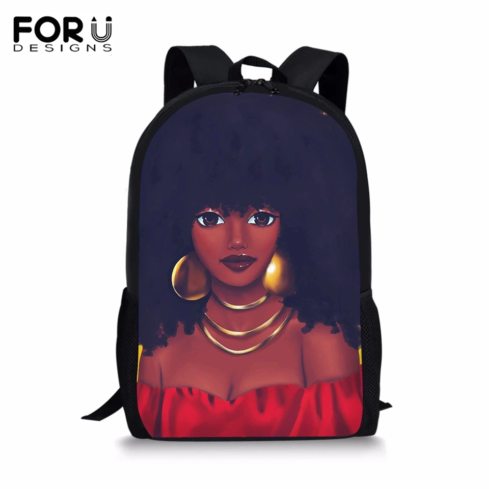FORUDESIGNS/модный детский рюкзак, черный Африканский узор для девочек, 16 дюймов, школьные сумки, Kawaii, дизайнерская Детская сумка-книжка для девочек