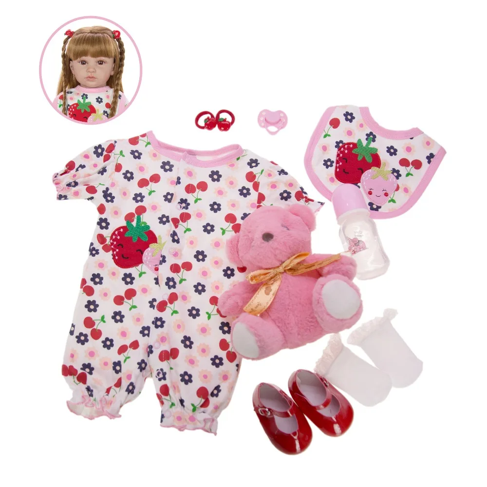 Модное изделие 24 дюймов Reborn Baby Doll 60 см силиконовый мягкий реалистический для маленькой принцессы Детская кукла игрушка в этническом стиле bebe куклы для детей, подарок