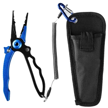 

Aluminum Alloy Fishing Pliers Multifunctional Hooks Remover Line Cutter Split Lure Rings Fishing Holder Tackle Pliers Blue