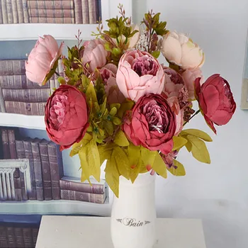 

10bundle Silk Peony bouquet home decoration accessories wedding Party scrapbook fake plants diy pompons artificial roses flowers