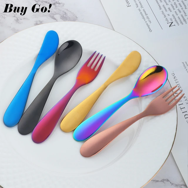 3 Sets Toddler Utensils, Stainless Steel Fork and Spoon Safe Children's  Cutlery Set Round Handle Cute for Baby 