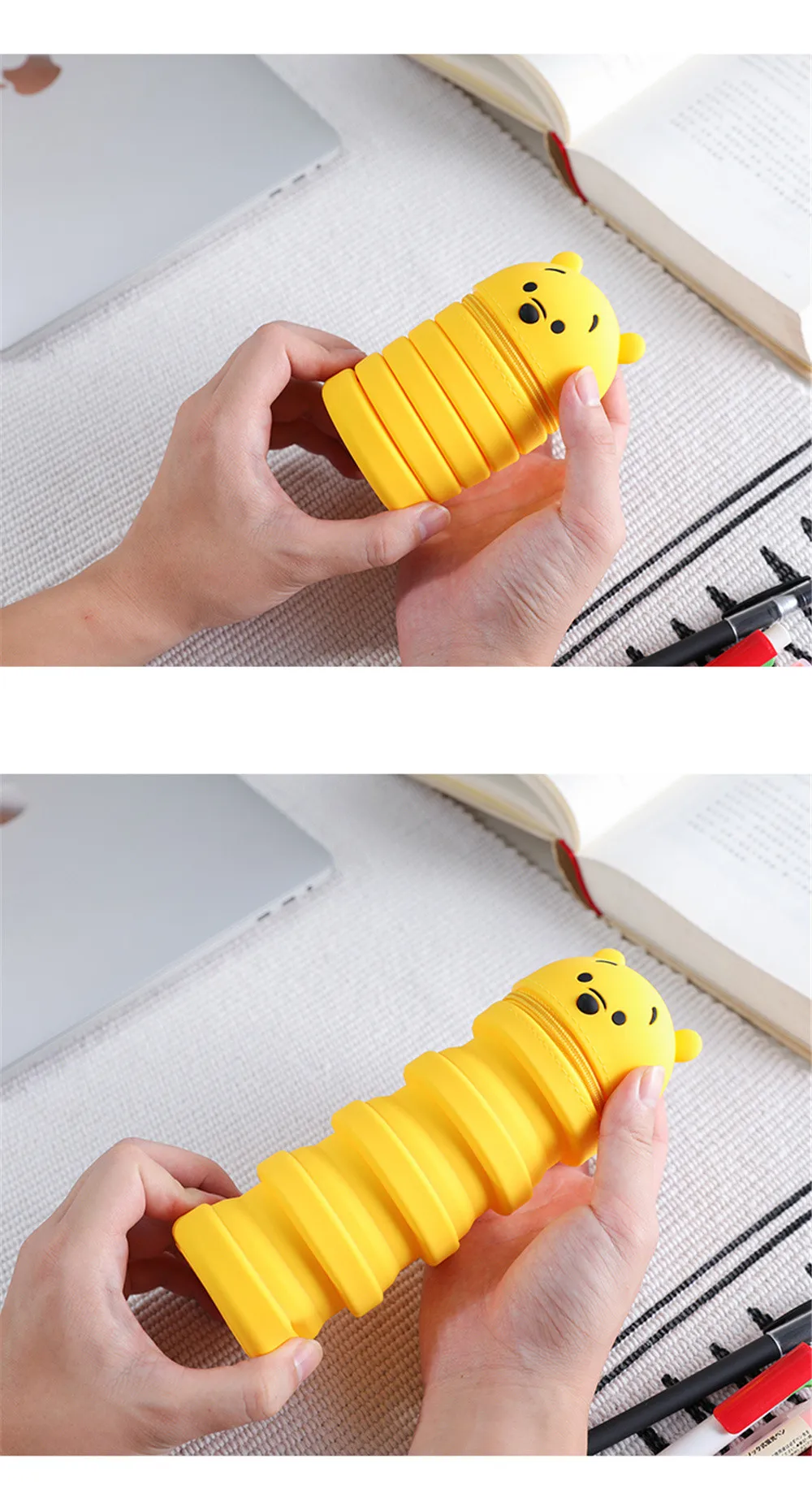 Q UNCLE Decompression Pen Holder Honeymoon Cosmetic Bag Portable Cosmetic Key Storage Tube Zipper Pouch Silicone Makeup Case