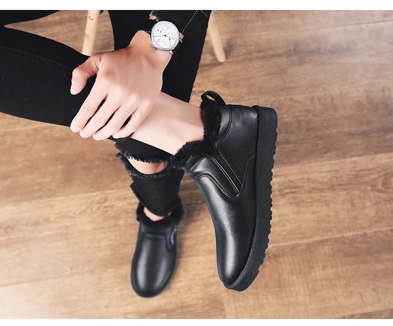 men women winter warm work boots with plush fur casual lightweight ankle boots waterproof anti-skid outdoor sneakers sports shoes couple unisex plus size shoes (28)