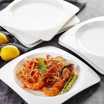 

MALACASA Rosana 6-Piece 10" Ivory White Porcelain China Ceramic Cream White Dinner Plates Dessert Plates Kitchen Tool