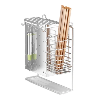 

304 Stainless Steel Multifunctional Knife Holder Wall Mounted Kitchen Shelf Anvil Chopsticks Storage Rack