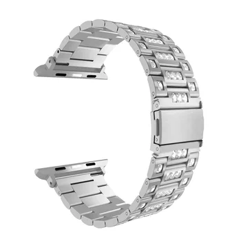 

smart watch strap for apple watch 44 42 40 38mm stainless steel diamond for iwatch series 1 2 3 4 5 diamond watchband