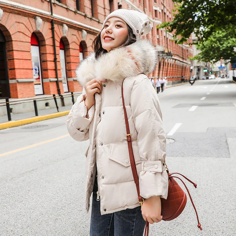 #*Cheap Wild Women Winter Jacket Cotton Padded Warm Thicken With Fur Collar Ladies Short Loose Coats Parka Womens Jackets