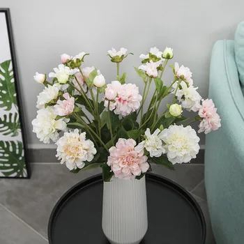 

Model European Style Three Head Herbaceous Peony Living Room Home Decoration Artificial Flower Decoration Hotel Showcase Wedding