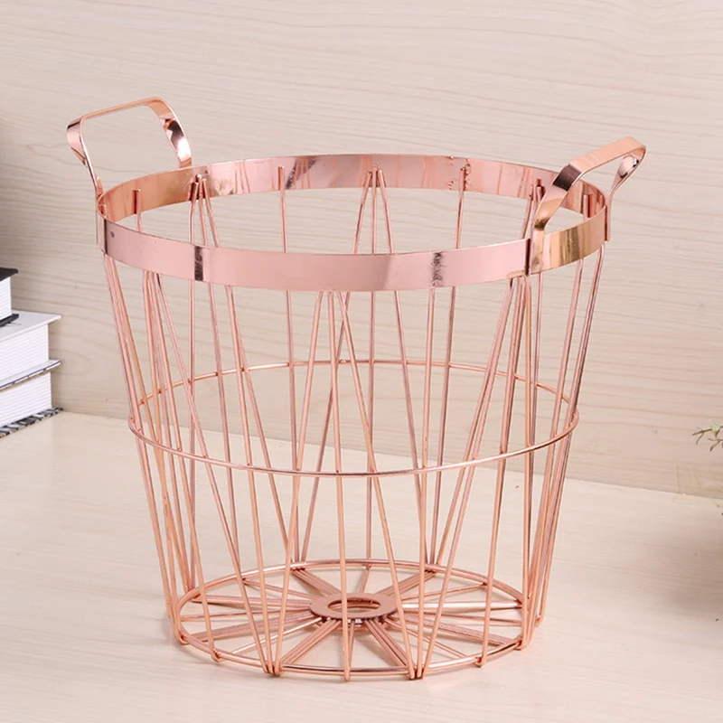 Metal Iron Nordic Style Dirty Clothes Storage Basket Organizer for Home Bedroom Living Room Laundry Room