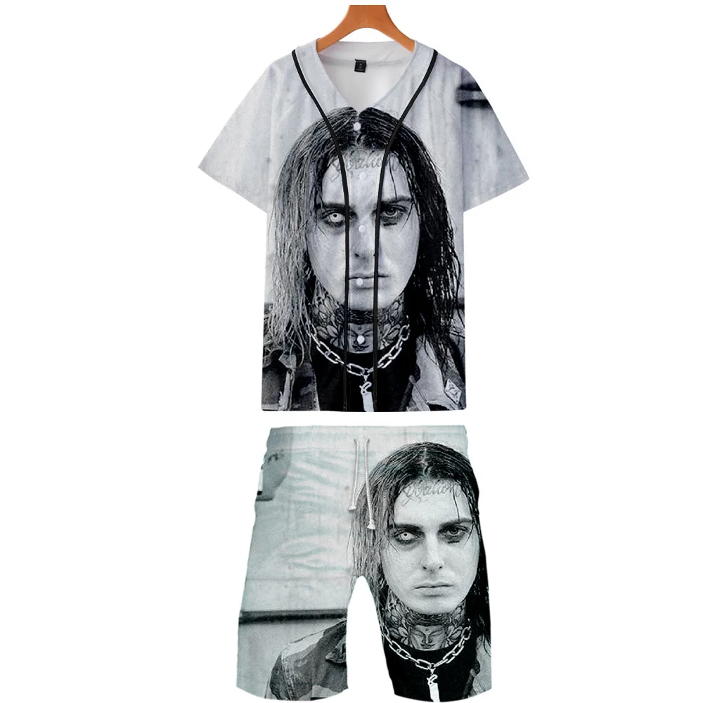 Мужские спортивные костюмы Ghostemane Готический Модный комплект из рубашки+ шорт летний Повседневный 3D рубашка Homme с коротким рукавом Гавайский костюм наборы