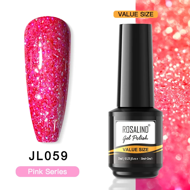 ROSALIND 7ml Gel Polish Semi Permanent Nails Gel Polish Soak Off UV LED Base Top Coat Vernis Nail Art Glitter Gel Varnish RAI-JL059