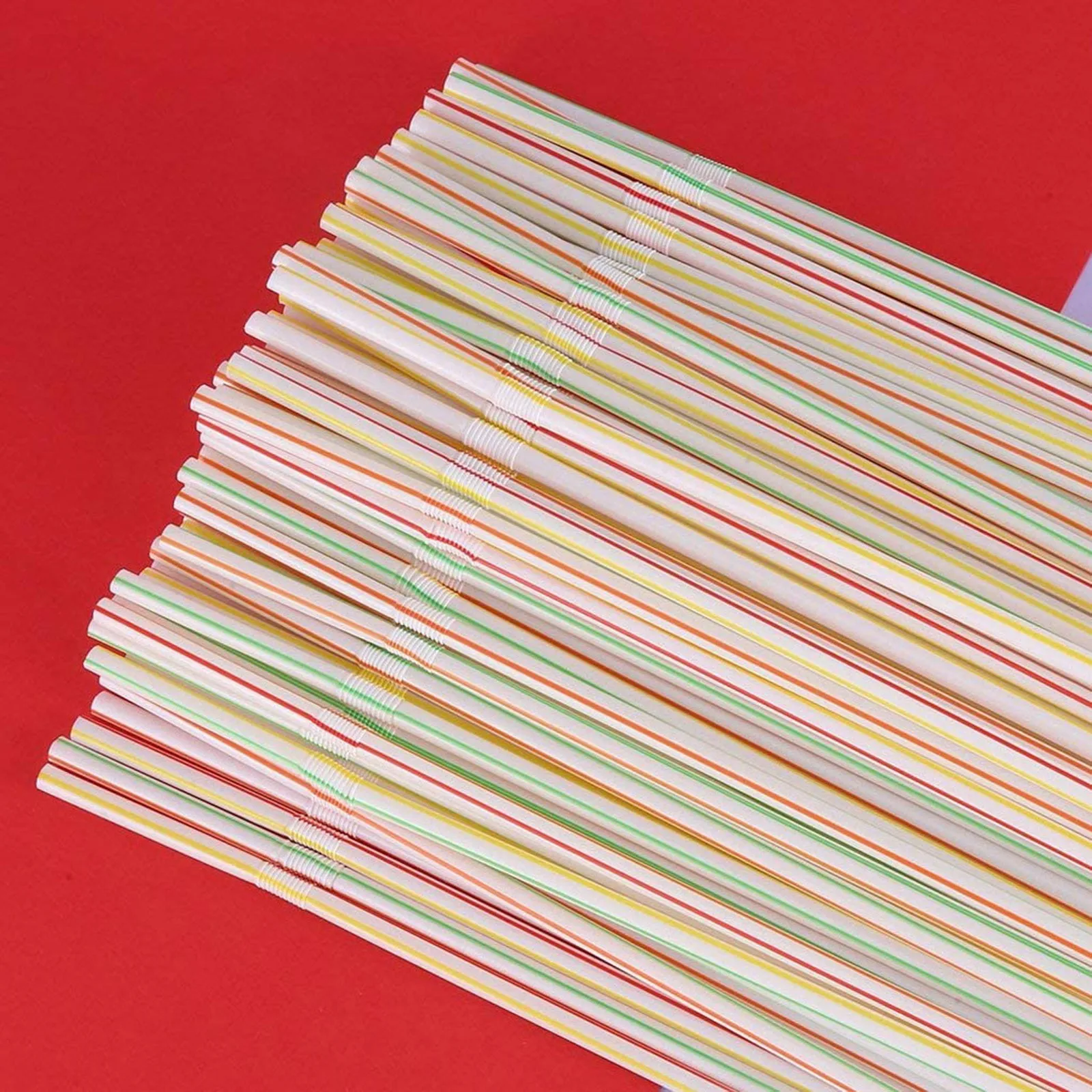 500pcs Multi color Straws Disposable Elbow Material Plastic Extended