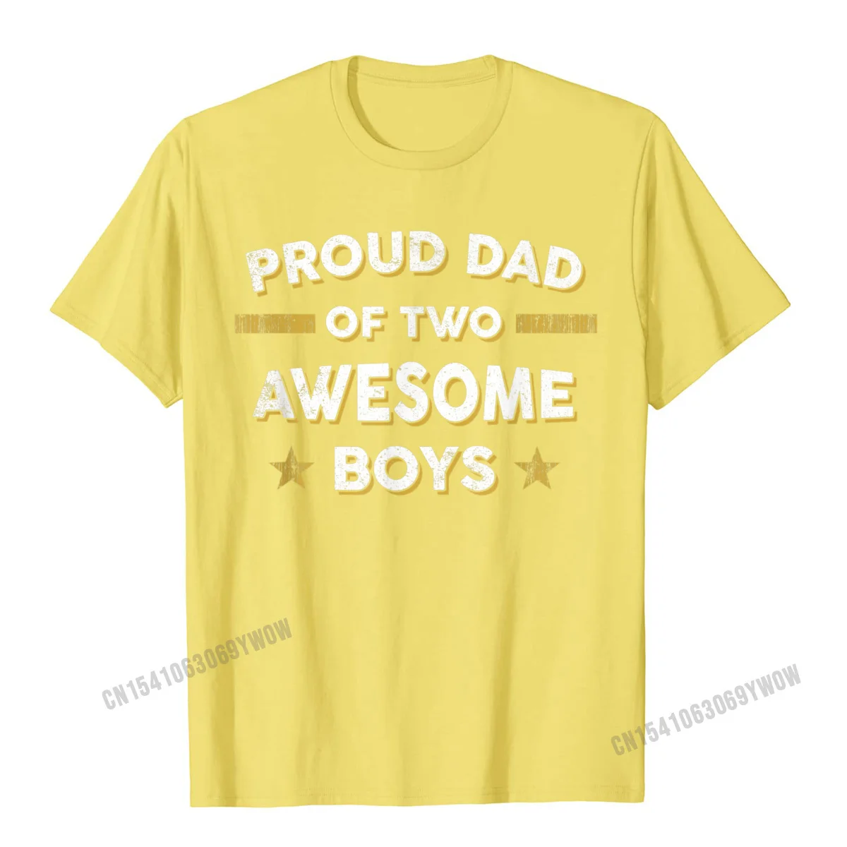 100% Cotton Men Short Sleeve Casual T Shirts Funny Tops & Tees High Quality Casual Crew Neck Tops & Tees Wholesale Mens Proud Dad of 2 Two Awesome Boys T Shirt (Father Papa Daddy)__1007 yellow