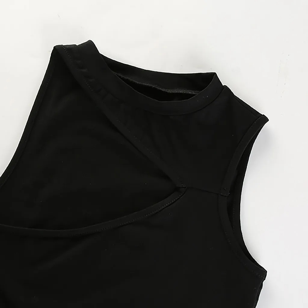 Off Shoulders Slim Vest Women Sexy Hollow Sling Cropped Tops Black Summer Camis Streetwear Harajuku Tank Tops Tight Shirt#yl
