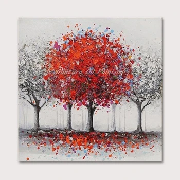 

Mintura Wall Picture for Living Room Oil Paintings on Canvas Hand Painted A Red Tree Home Decor Hotel Decor Wall Art No Framed