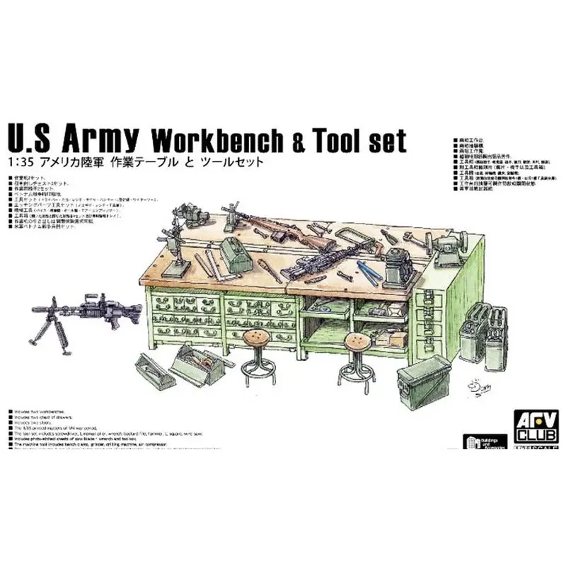 AFV Club AF35302 1/35 U.S. Army Workbench & Tool set - Scale Model Kit