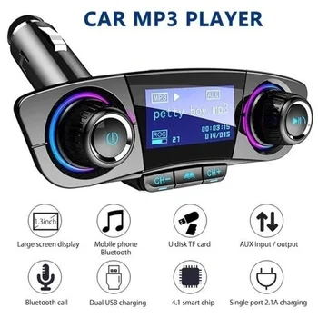 

Bluetooth Car Kit Wireless Car MP3 Player FM Transmitter Handsfree Audio Receive with Power ON OFF Dual USB FM Modulator BT06