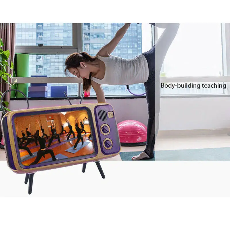 Lazy Phone Holder Mini Bluetooth Audio Speaker Retro TV Mobile Phone Stand (Style A no speaker,Style B with speaker function)