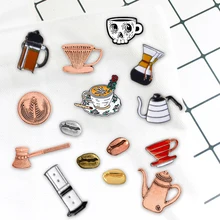 

Cute Coffee Series Trendy Creative Literary Oil Drop Brooch Pin Denim Bag Gift For Friends Men Women Fashion Jewelry Decorate