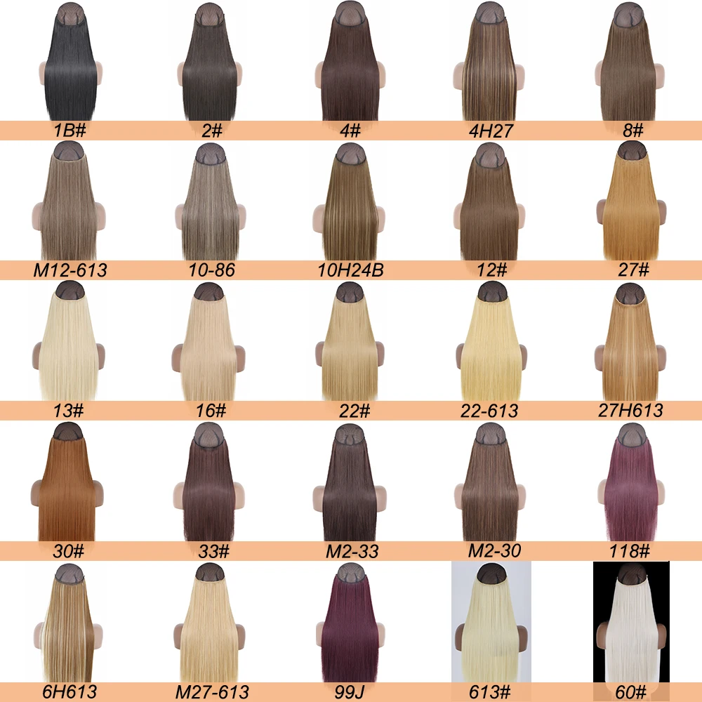 Synthetic No Clip Halo Hidden Hair Extension Ombre Artificial Natural Fake False Long Short Straight Hairpiece Blonde For Women