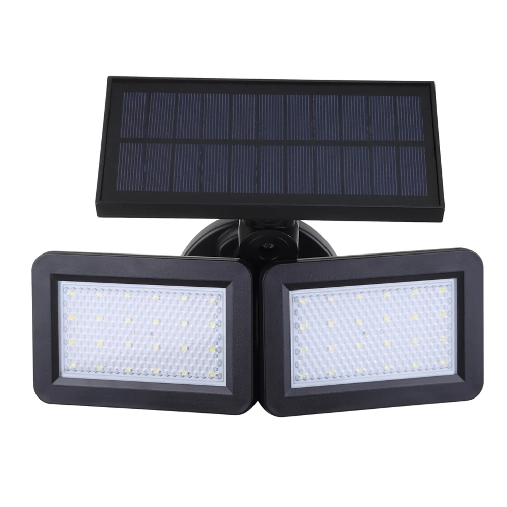 

Double Head Solar Wall Light Motion Sensor Outdoor Lamp 48 LED 3 Working Mode Waterproof for Garden Garage Patio Security Lights