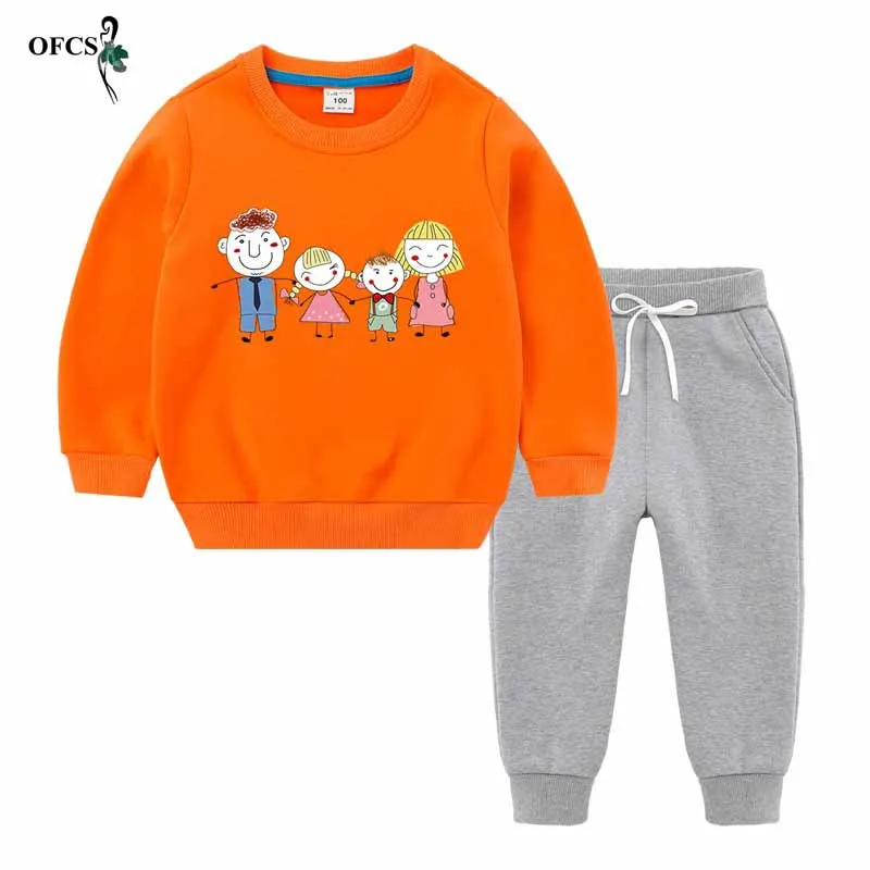 Orange add Gray Spring Autumn Baby Boys Clothes T-shirt Sweater+Pants 2Pcs Cotton Girls Suits Children Clothing Sets Toddler Brand Tracksuits 12 - Цвет: Orange add Gray