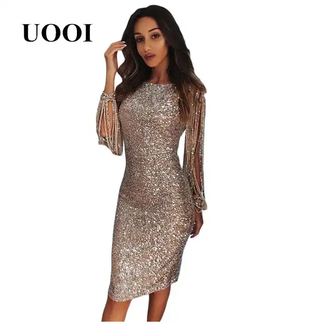 sequin midi dress long sleeve