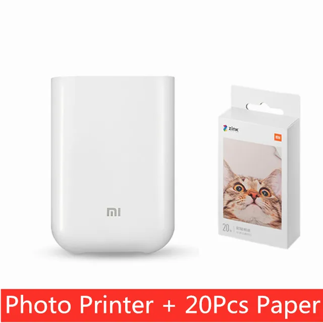 Xiaomi Mijia AR принтер 300 точек/дюйм портативный фото мини карман с DIY поделиться 500 мАч принтер с картинками Карманный работа с приложением Mijia - Цвет: add 20pcs paper