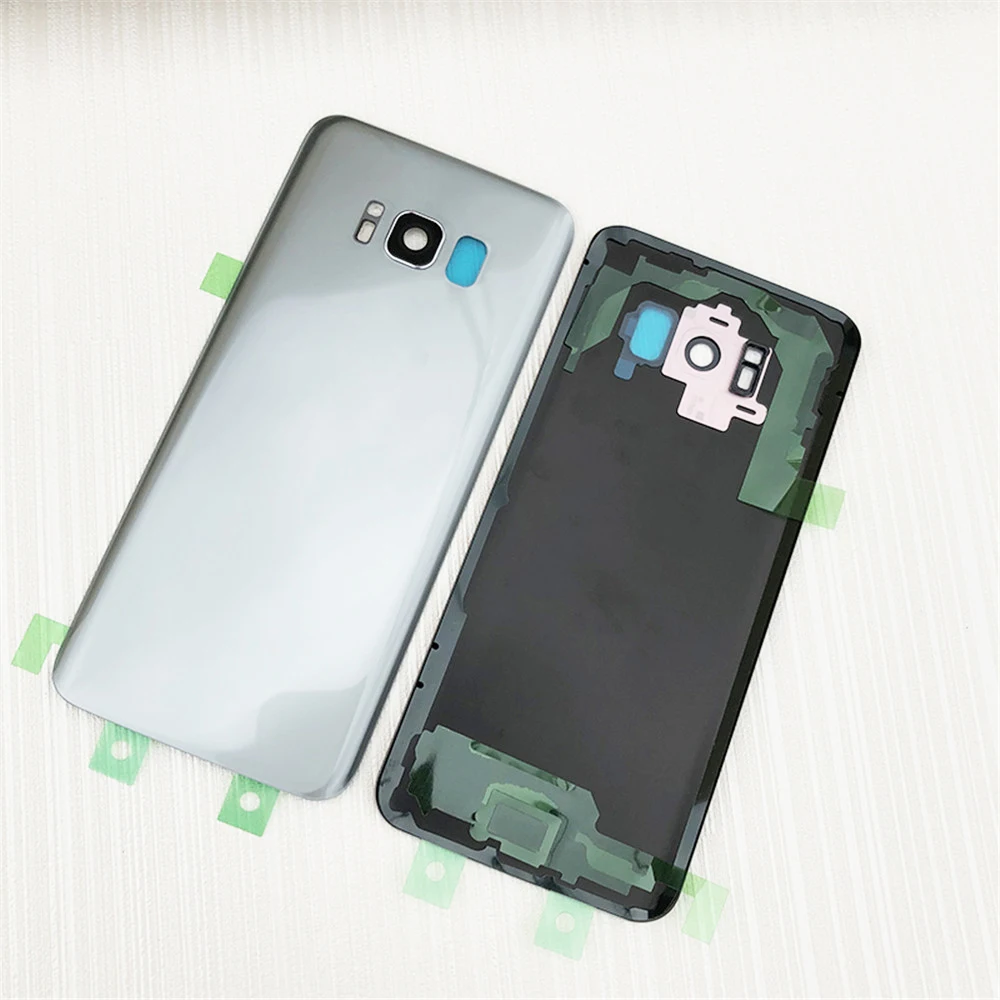 Для samsung Galaxy S8 G950 SM-G950F G950FD S8 Plus S8+ G955 SM-G955F G955FD Задняя стеклянная крышка чехол для батареи с логотипом - Color: S8 Plus silver