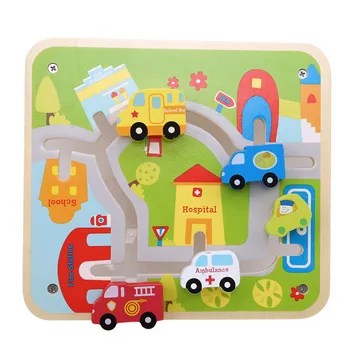 

Cute Cartoon Cars Building Blocks Early Education Baby Kids Toys Childhood Educational Toys Wooden Track Building Block