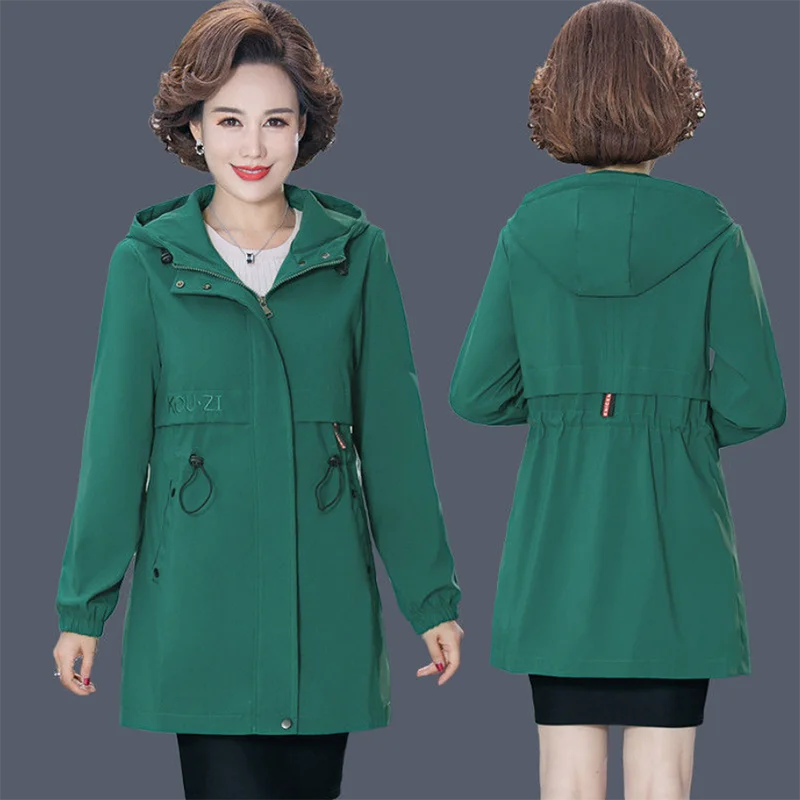 

Mother Spring Autumn Coat Women 2023 New Middle-Aged Elderly Windbreaker In The Long Section Wide Wife 5XL Jacket A64