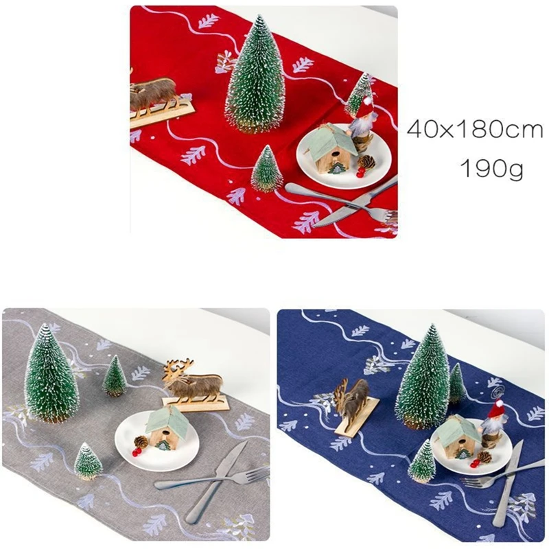 1pc Creative Christmas Ornaments Santa Claus Embroidery Table Cloth Christmas Table Runner Christmas Home Decorations