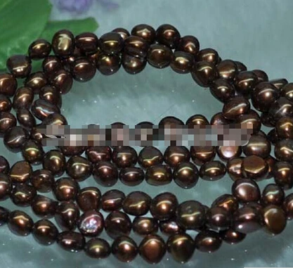 +++817 Lots 10strs AA+ 8mm very luster brown nugget freshwater pearls/ | Украшения и аксессуары