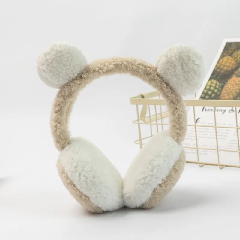 HUPLUE Earmuff Ear Warmer Panda Patterned Faux Fur Knitted Earmuffs for Woman Girl Kids Panda Ear Muffs 