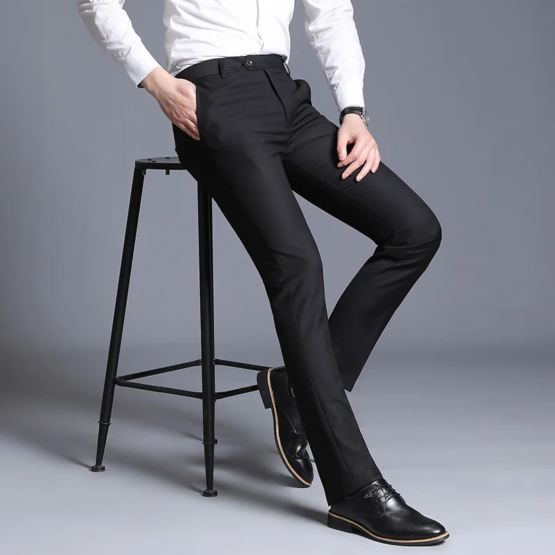 Pantalones de traje Formal para hombre, Color puro, negro, rojo, azul  marino, gris, talla 29, 30, 31 38, informales de negocios, novedad de  2020|Pantalones de traje| - AliExpress