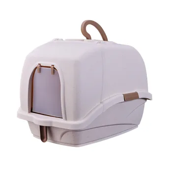 

Portable large litter box hooded large space toilet with handle and bucket easy to clean, deodorant and spill-proof design