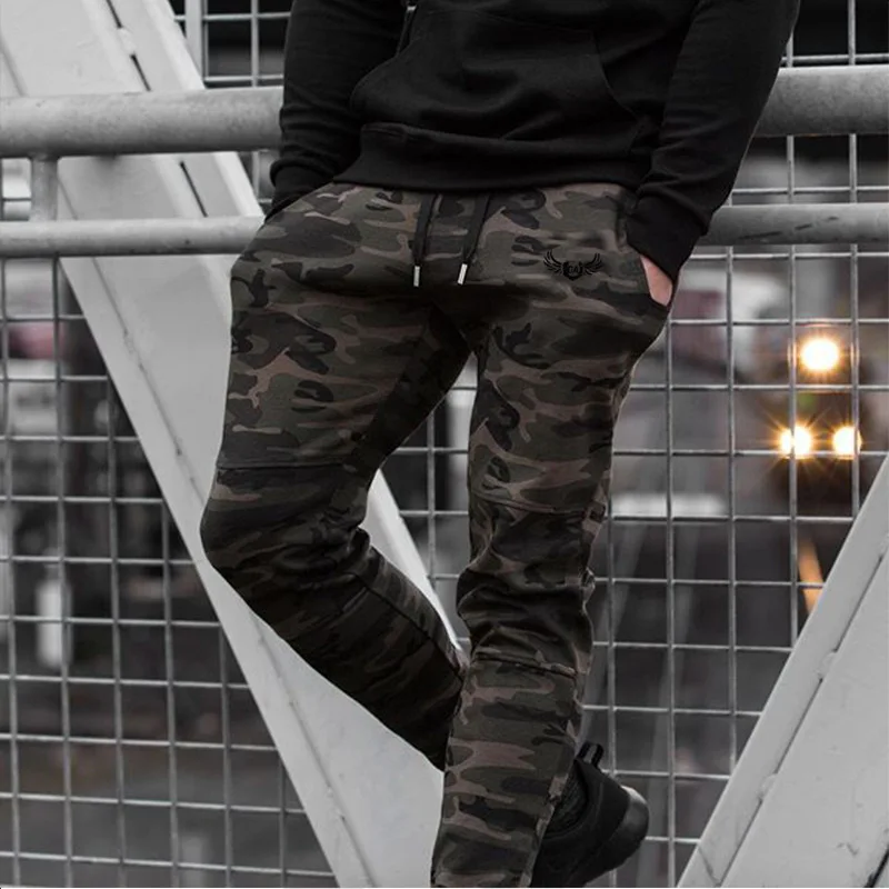 

Fitness Wolf New Style MEN'S Casual Pants Slim Fit Camouflage Skinny Pants Sports Running Trousers