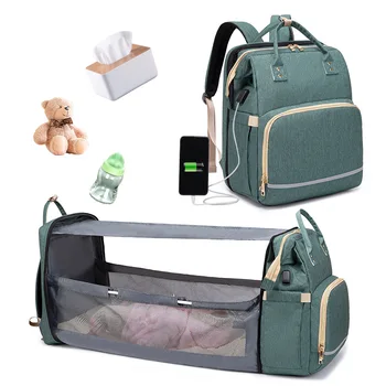 

Baby Diaper Bag Moms Dads Backpack Baby Bed Bags Maternity Nursing Handbag Stroller Bag Upgrade Built-in USB removable Canopy