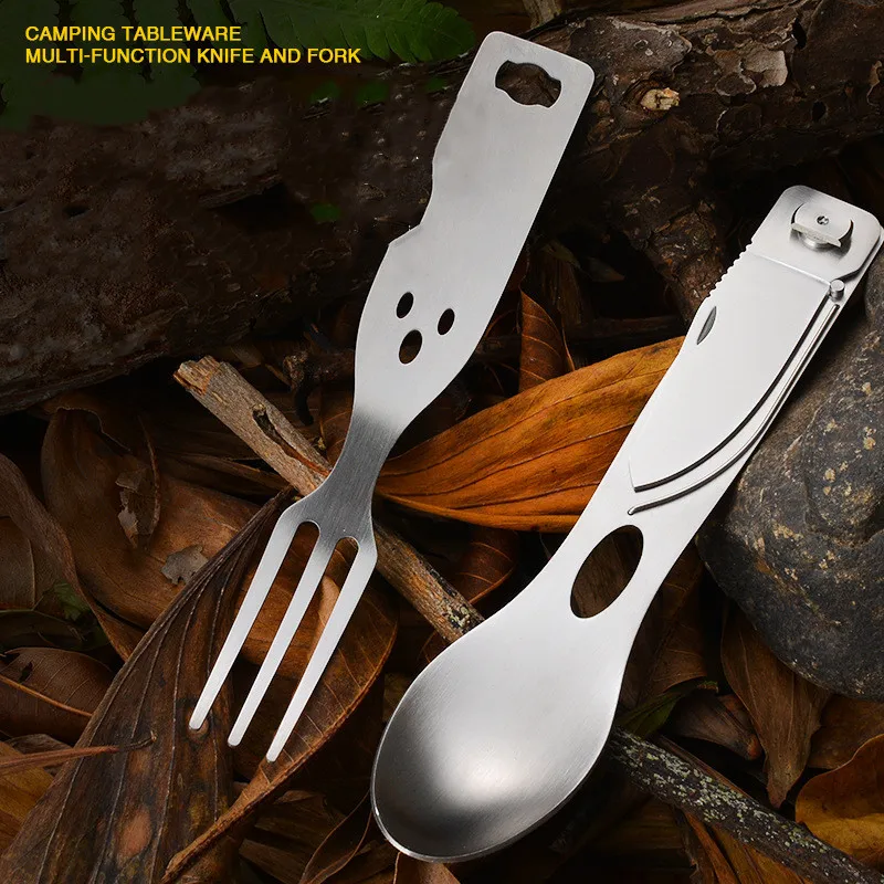 Combination EDC Knife And Fork Spoon Fork Portable Protection Knife And Fork School Canteen Tableware Outdoor Soup Spoon