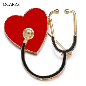 

DCARZZ Stethoscope Brooches Gold Gift Doctor Nurse Medical Pin Romantic Jewelry Party Black Enamel Lapel Pins Metal Women Gift