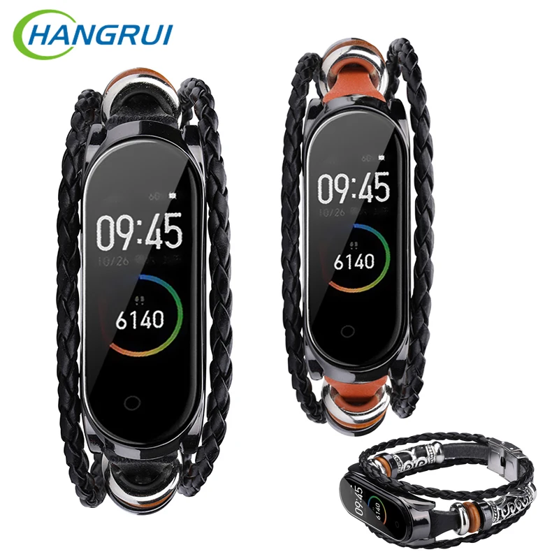 HANGRUI mi Band 4 старинный кожаный браслет ремешок для Xiaomi mi Band 4 mi Band 3 замена Браслет для Xiaomi mi Band 4 NFC ремешок