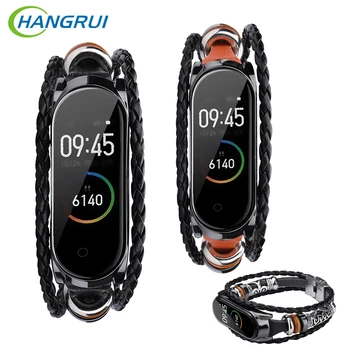 

HANGRUI Mi Band 4 Vintage Leather Bracelet Strap For Xiaomi Mi Band 4 Mi Band 3 Replace Wristband For Xiaomi Mi Band 4 NFC Strap