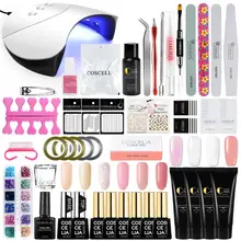 Маникюрный набор, набор для ногтей, полигель, набор 36 Вт, светодиодный, лампа для ногтей, Гель-лак, набор, быстрое строительство для наращивания ногтей, жесткое желе